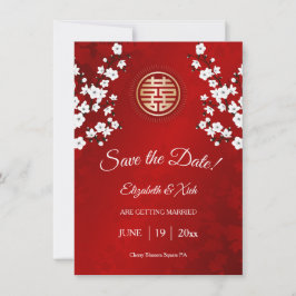 Chinees bruiloft dubbel geluk Cherry Blossom Save The Date