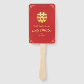 Chinees bruiloft gouden lijst dubbel xi programma handwaaier (Voorkant)