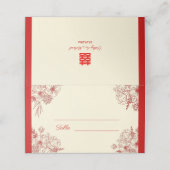 Chinees bruiloft rode beige florale oots (Buitenkant ongevouwen)