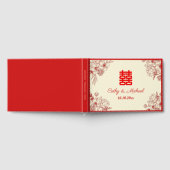 Chinees bruiloft rode beige florale oots gastenboek (Volledig)