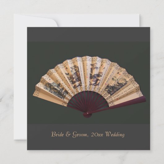 Chinees bruiloft voor bamboe en zijdeventilator kaart (Achterkant)