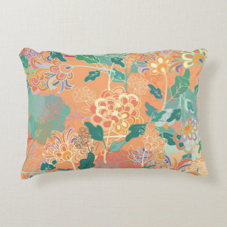 Chinees chrysant: bloemenmotief van sinaasappel. accent kussen