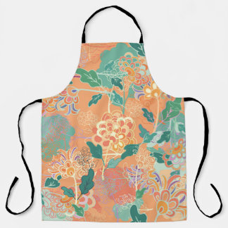 Chinees chrysant: bloemenmotief van sinaasappel. schort