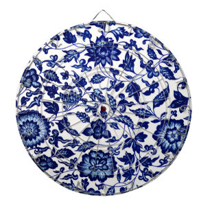 Chinees Donker marine blauw bloemmotief op wit Dartbord