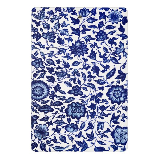Chinees Donker marine blauw bloemmotief op wit Mini Klembord (Achterkant)