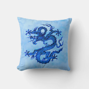 Chinees draak, Indigoblauw en wit Sierkussen
