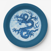 Chinees draak, Indigoblauw en witboek Bord (Voorkant)