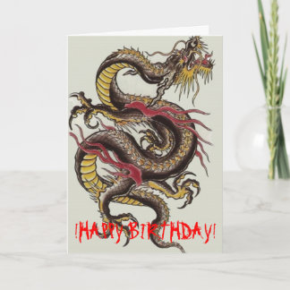 Chinees-draak-zwart, !GELUKKIGE VERJAARDAG! Kaart