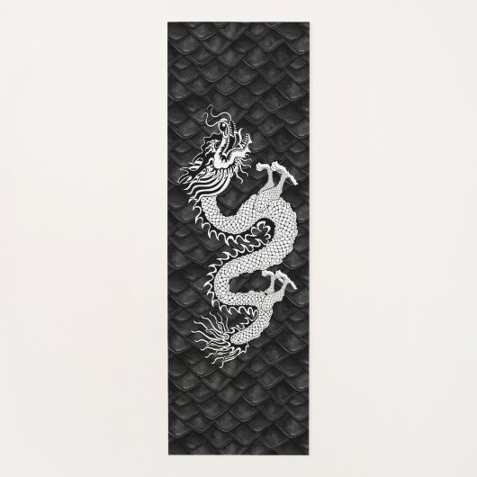 Chinees Dragon Black White Yogamat (Voorkant)