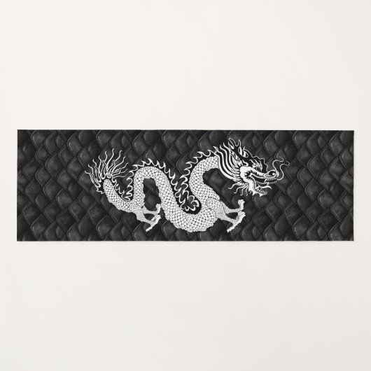 Chinees Dragon Black White Yogamat (Voorkant (horizontaal))