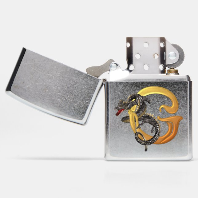 Chinees dragon Monogram G (Geopend)
