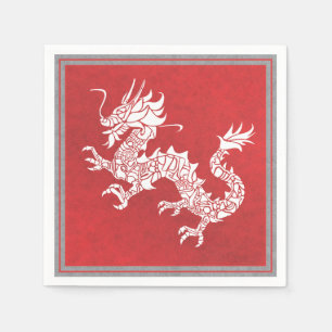  Chinees Dragon Tribal Embleem Rood Servet