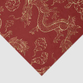 Chinees Drakengoud en Donkerrood Tissuepapier (Detail)