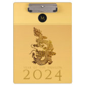 Chinees Drakenjaar 2024 Elegant Monogram CB Klembord (Voorkant)
