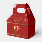 Chinees Drakenjaar Goud Ideogram Business Gable FB Bedankdoosjes (Voorkant Zijde)