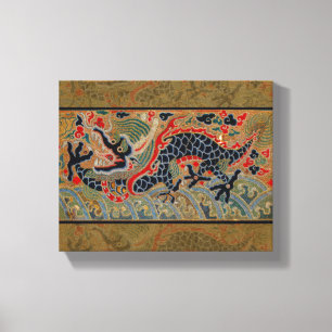 Chinees drakensymbool Antiek Aziatisch Canvas Afdruk
