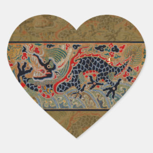 Chinees drakensymbool Antiek Aziatisch Hart Sticker