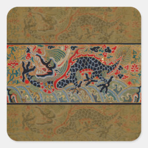 Chinees drakensymbool Antiek Aziatisch Vierkante Sticker