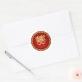 Chinees Dubbel Geluk Bruiloft Ronde Sticker (Envelop)