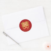 Chinees Dubbel Geluk Bruiloft Ronde Sticker (Envelop)