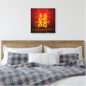 Chinees dubbel gelukssymbool canvas afdruk (Insitu (Slaapkamer))