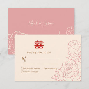 Chinees elegant dubbelgeluk bruiloft RSVP