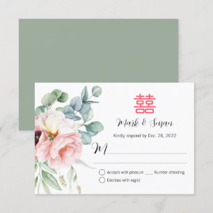 Chinees elegant dubbelgeluk bruiloft RSVP
