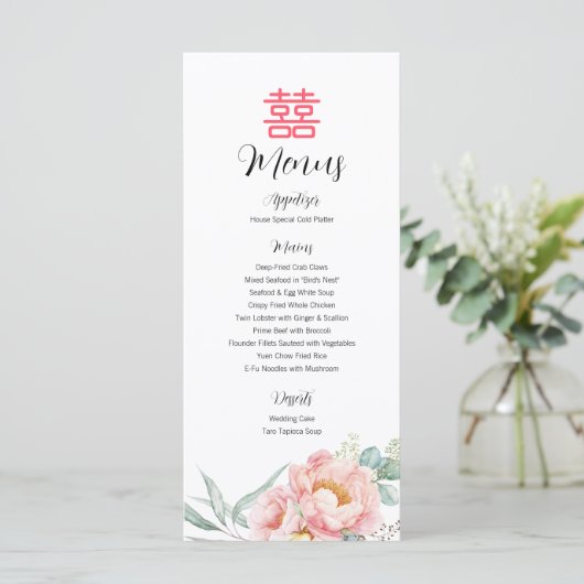 Chinees elegant Dubbelgeluk Weddenschap Menu (Staand voorkant)
