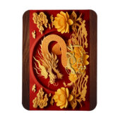 Chinees en Vietnamees Houten Draak Jaar 2024 RcM Magneet (Verticaal)