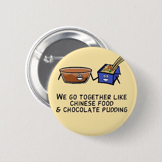 Chinees eten en chocolade Pudding Ronde Button 5,7 Cm (Voorkant /achterkant)