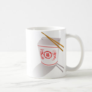 Chinees eten haalt doosjes afbeelding uit koffiemok