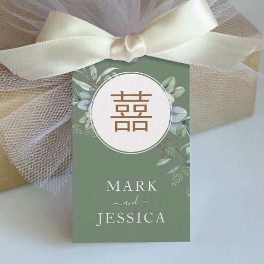 Chinees eucalyptus dubbel geluk/liedje hy cadeaulabel