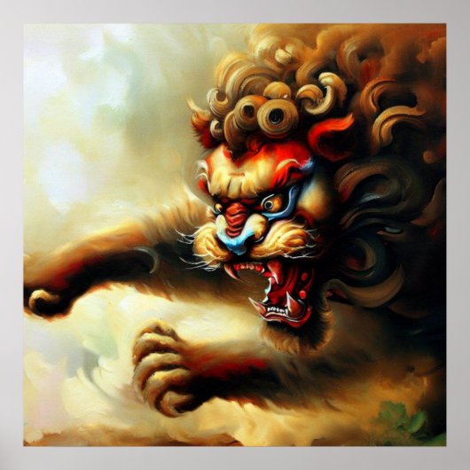 Chinees foo lion (10) poster (Voorkant)