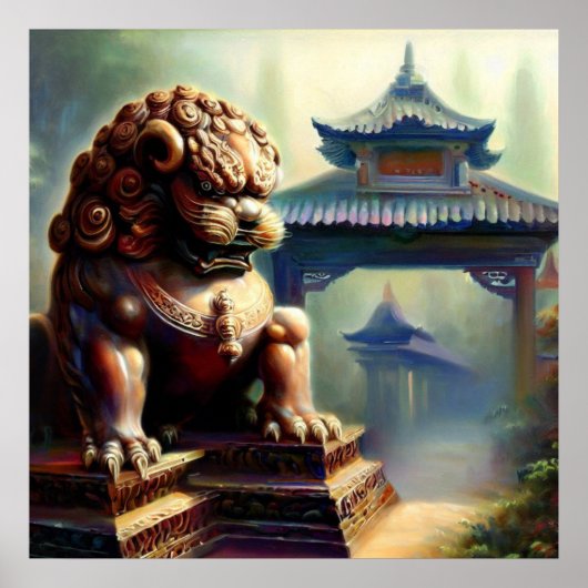 Chinees foo lion (22) poster (Voorkant)