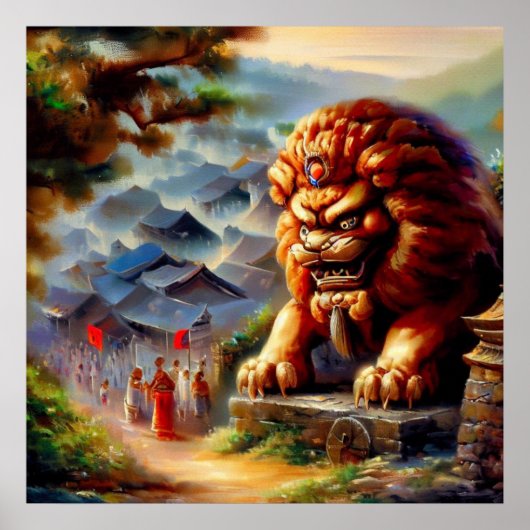 Chinees foo lion (29) poster (Voorkant)