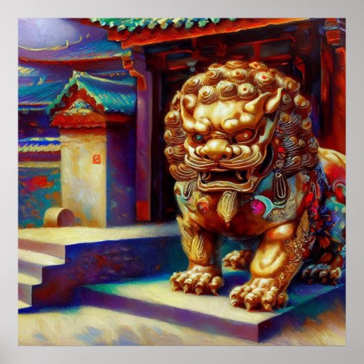 Chinees foo lion (8) poster (Voorkant)