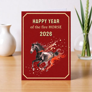 Chinees Gelukkig Jaar van het Vuurpaard 2026 Feestdagen Kaart