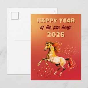 Chinees Gelukkig Jaar van het Vuurpaard 2026 Feestdagenkaart