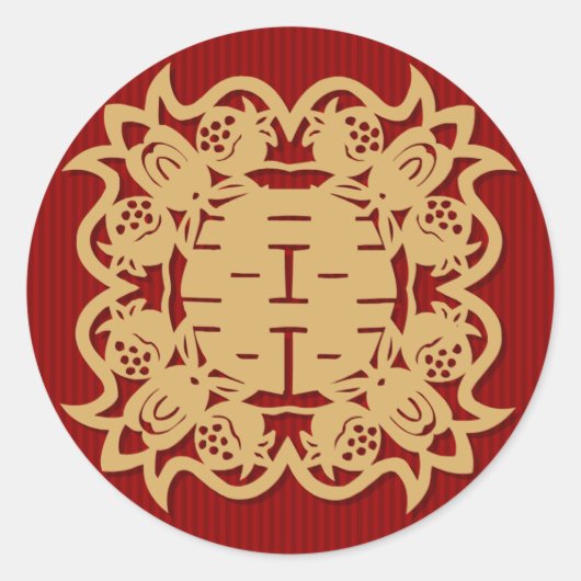 Chinees huwelijk dubbel geluk rode stickers (Voorkant)