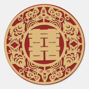 Chinees huwelijk dubbel geluk stickers