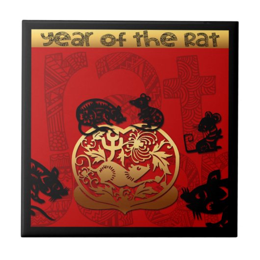 Chinees jaar dierentuin Birthday Square Tile Tegeltje (Voorkant)