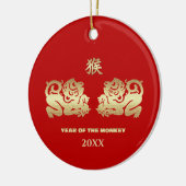 Chinees Jaar van de Aap Custom Year Keramisch Ornament (Links)