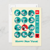 Chinees jaar van de Briefkaarten van de Ram Fun (Voorkant / Achterkant)