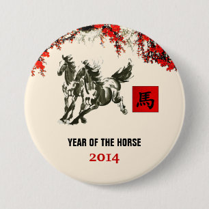 Chinees jaar van de Buttonnen van de paardenpest Ronde Button 7,6 Cm