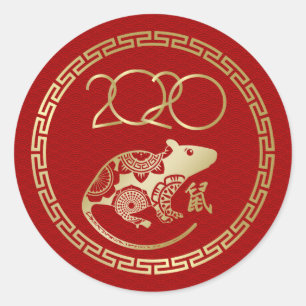 Chinees jaar van de dierentuin 2020 ronde sticker
