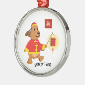 Chinees jaar van de Dog Gift Metalen Ornament (Links)