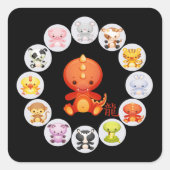 Chinees jaar van de draak 2012-Stickers Vierkante Sticker (Voorkant)