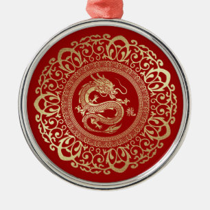 Chinees Jaar van de Draak   Aangepast jaar Red Gol Metalen Ornament