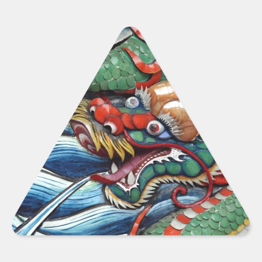 Chinees jaar van de draak tempel deur driehoek sticker (Voorkant)