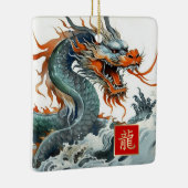 Chinees Jaar van de Dragon Custom Year Gift Keramisch Ornament (Rechts)